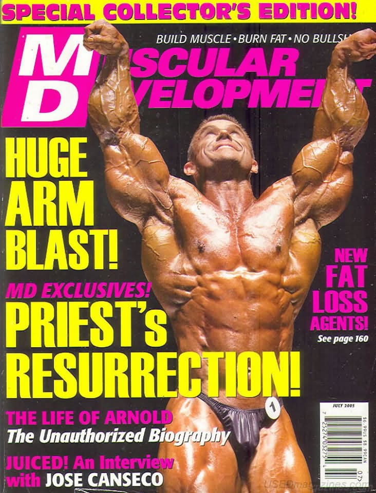Muscular Development July 2005 magazine back issue Muscular Development magizine back copy Muscular Development July 2005American fitness and bodybuilding magazine back issue first published in 1964 by Bob Hoffman. Huge Arm Blast!.