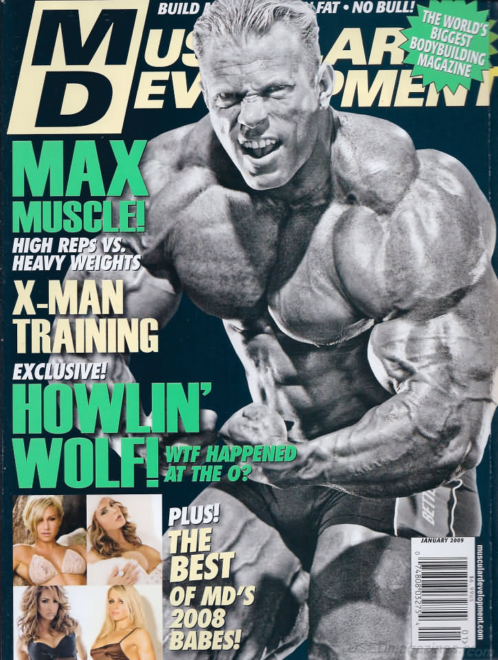 Muscular Development January 2009 magazine back issue Muscular Development magizine back copy Muscular Development January 2009American fitness and bodybuilding magazine back issue first published in 1964 by Bob Hoffman. Max Muscle! High Reps VS. Heavy Weights.