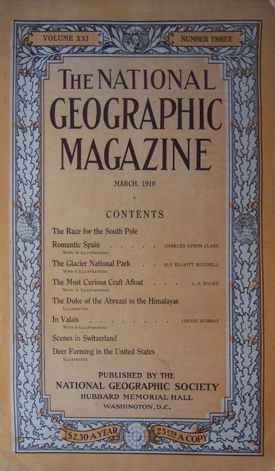 National Geographic March 1910 magazine back issue National Geographic magizine back copy National Geographic March 1910 Nat Geo Magazine Back Issue Published by the National Geographic Society. The Race For The South Pole.