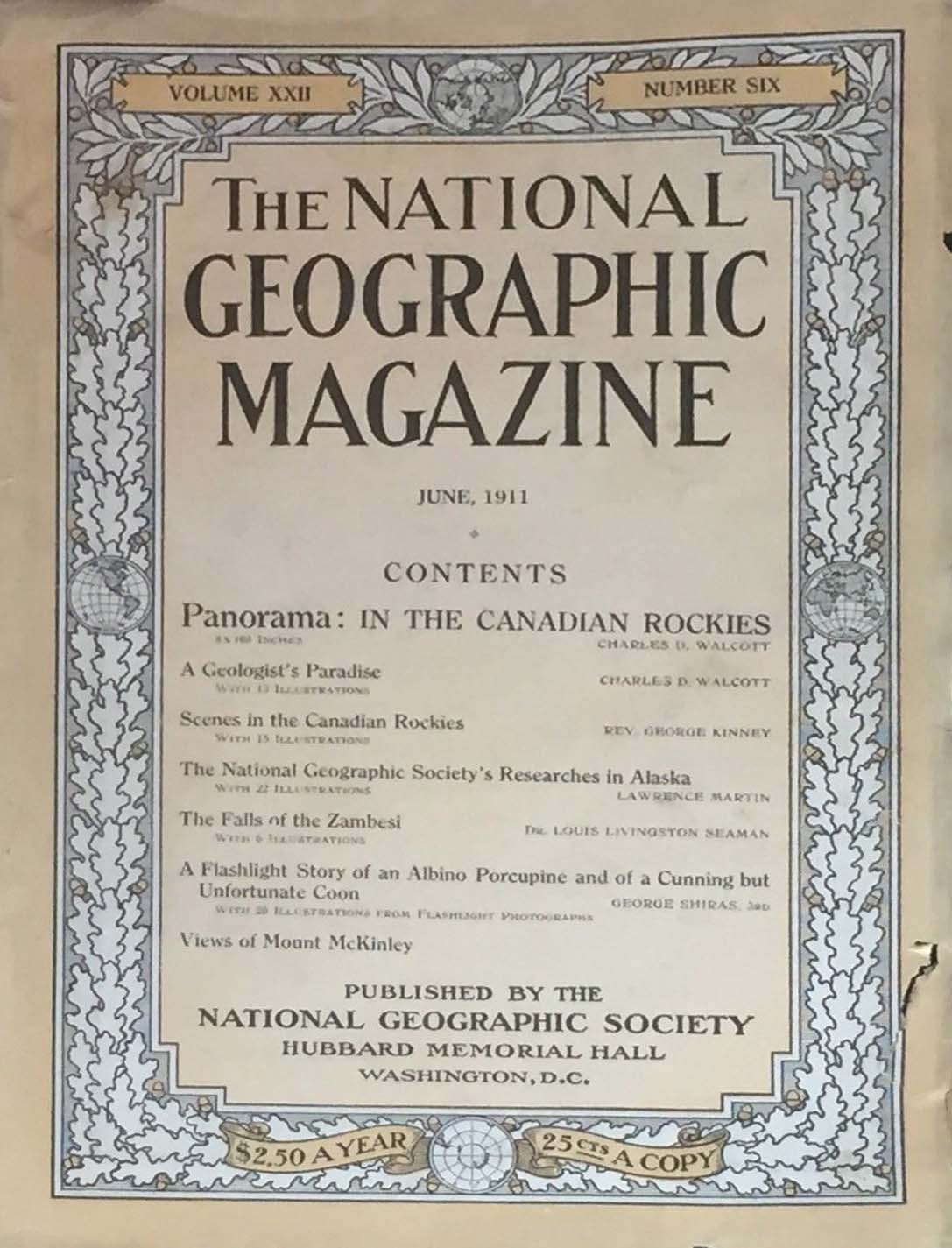 National Geographic June 1911 magazine back issue National Geographic magizine back copy National Geographic June 1911 Nat Geo Magazine Back Issue Published by the National Geographic Society. Panorama: In The Canadian Rockies.