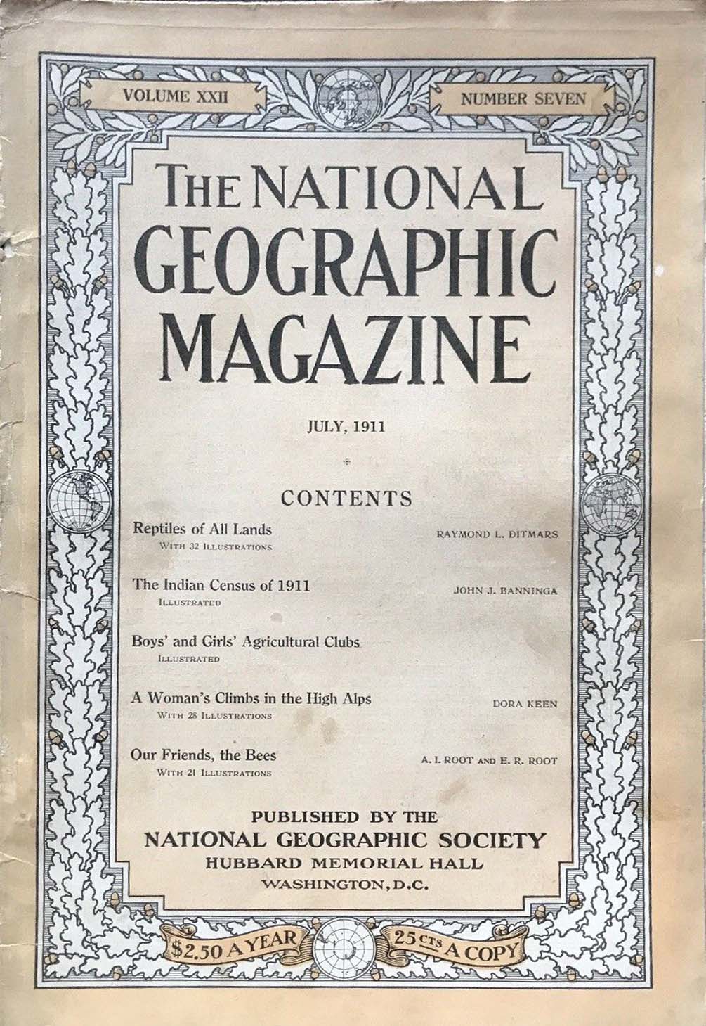 National Geographic July 1911 magazine back issue National Geographic magizine back copy National Geographic July 1911 Nat Geo Magazine Back Issue Published by the National Geographic Society. Reptiles Of All Lands.