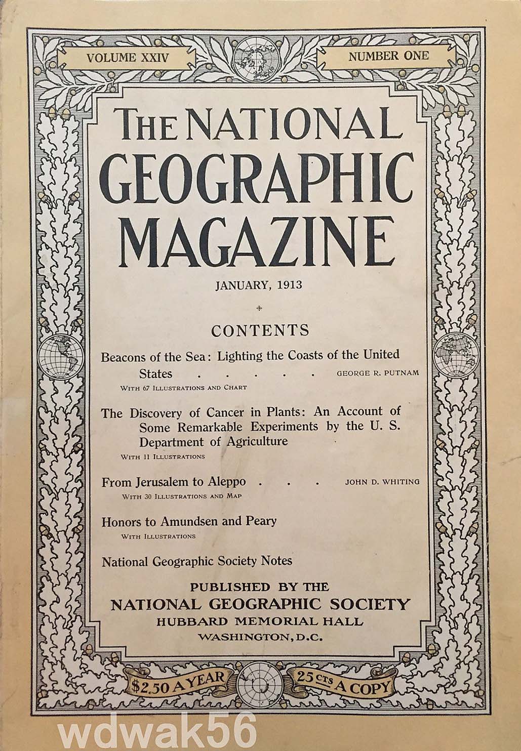 National Geographic January 1913 magazine back issue National Geographic magizine back copy National Geographic January 1913 Nat Geo Magazine Back Issue Published by the National Geographic Society. Beacons Of The Sea: Lighting The Coasts Of The United States.
