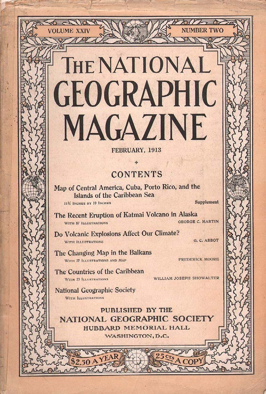 National Geographic February 1913 magazine back issue National Geographic magizine back copy National Geographic February 1913 Nat Geo Magazine Back Issue Published by the National Geographic Society. Map Of Central America, Cuba, Porto Rico, And The Islands Of The Caribbean Sea.
