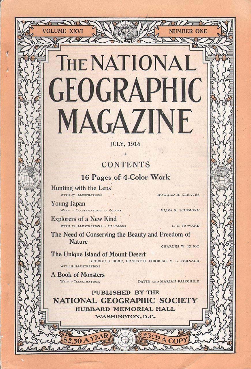 National Geographic July 1914 magazine back issue National Geographic magizine back copy National Geographic July 1914 Nat Geo Magazine Back Issue Published by the National Geographic Society. Hunting With The Lens.