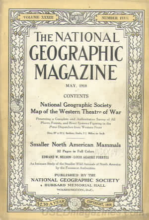 National Geographic May 1918 magazine back issue National Geographic magizine back copy National Geographic May 1918 Nat Geo Magazine Back Issue Published by the National Geographic Society. National Geographic Society Map Of The Western Theatre Of War.