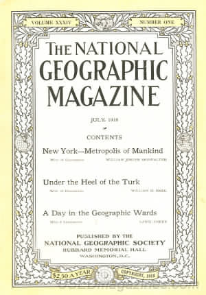 National Geographic July 1918 magazine back issue National Geographic magizine back copy National Geographic July 1918 Nat Geo Magazine Back Issue Published by the National Geographic Society. New York- Metropolist Of Mankind.