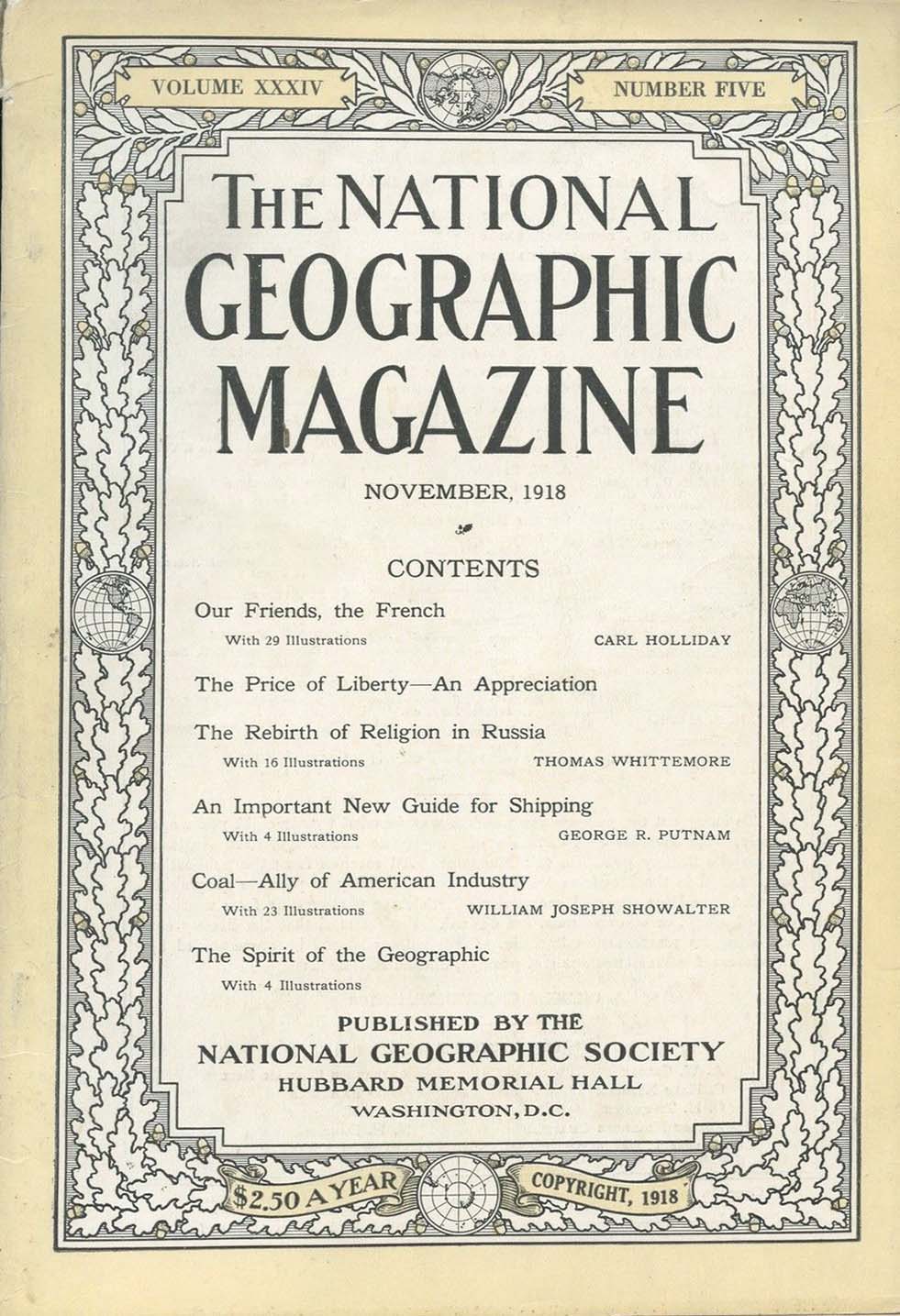 National Geographic November 1918 magazine back issue National Geographic magizine back copy National Geographic November 1918 Nat Geo Magazine Back Issue Published by the National Geographic Society. Our Friends, The French.