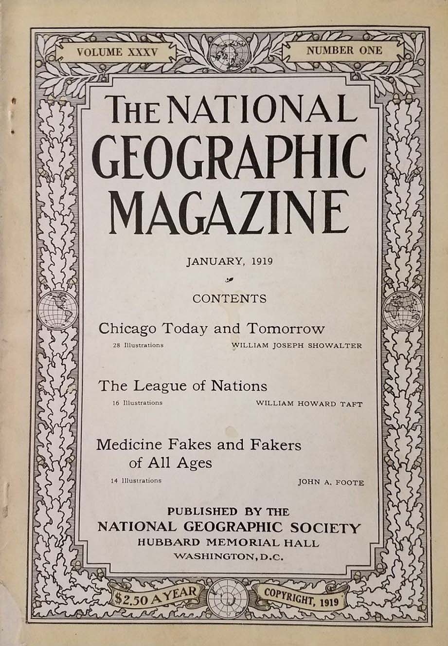 National Geographic January 1919 magazine back issue National Geographic magizine back copy National Geographic January 1919 Nat Geo Magazine Back Issue Published by the National Geographic Society. chicago Today And Tomorrow.