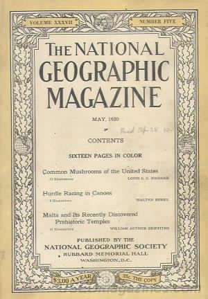 National Geographic May 1920 magazine back issue National Geographic magizine back copy National Geographic May 1920 Nat Geo Magazine Back Issue Published by the National Geographic Society. Sixteen Pages In Color.