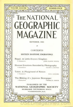 National Geographic October 1920 magazine back issue National Geographic magizine back copy National Geographic October 1920 Nat Geo Magazine Back Issue Published by the National Geographic Society. Sixteen Duotone Engravings.
