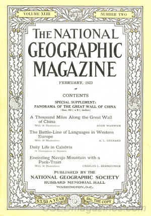 National Geographic February 1923 magazine back issue National Geographic magizine back copy National Geographic February 1923 Nat Geo Magazine Back Issue Published by the National Geographic Society. Special Supplement Panorama Of The Great Wall Of China.