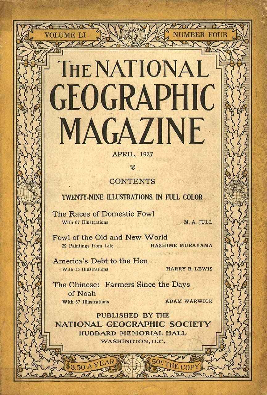 National Geographic April 1927 magazine back issue National Geographic magizine back copy National Geographic April 1927 Nat Geo Magazine Back Issue Published by the National Geographic Society. The Races Of Domestic Fowl.