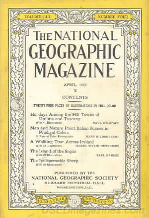 National Geographic April 1928 magazine back issue National Geographic magizine back copy National Geographic April 1928 Nat Geo Magazine Back Issue Published by the National Geographic Society. Twenty - Four Pages Of Illustration In Full Color.