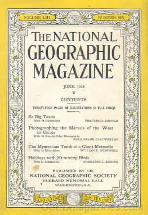 National Geographic June 1928 magazine back issue National Geographic magizine back copy National Geographic June 1928 Nat Geo Magazine Back Issue Published by the National Geographic Society. Twenty - Four Pages Of Illustration In Full Color.