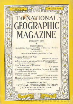 National Geographic January 1929 magazine back issue National Geographic magizine back copy National Geographic January 1929 Nat Geo Magazine Back Issue Published by the National Geographic Society. Twenty-Six Illustration In Full Color.