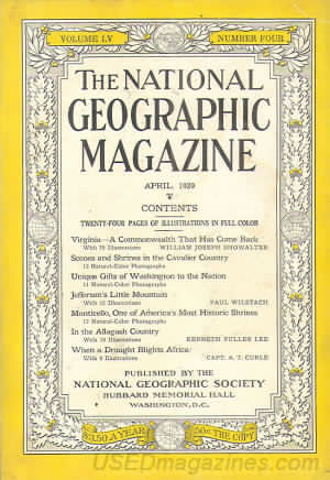 National Geographic April 1929 magazine back issue National Geographic magizine back copy National Geographic April 1929 Nat Geo Magazine Back Issue Published by the National Geographic Society. Twenty - Four Pages Of Illustration In Full Color.