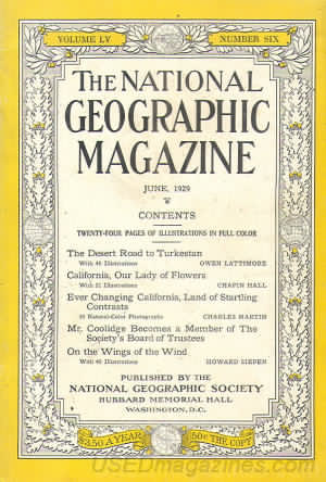 National Geographic June 1929 magazine back issue National Geographic magizine back copy National Geographic June 1929 Nat Geo Magazine Back Issue Published by the National Geographic Society. Twenty - Four Pages Of Illustration In Full Color.