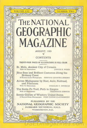 National Geographic August 1929 magazine back issue National Geographic magizine back copy National Geographic August 1929 Nat Geo Magazine Back Issue Published by the National Geographic Society. Twenty - Four Pages Of Illustration In Full Color.