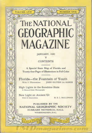National Geographic January 1930 magazine back issue National Geographic magizine back copy National Geographic January 1930 Nat Geo Magazine Back Issue Published by the National Geographic Society. A Special State Map Of Florida And Twenty-Four Pages Of Illustration In Full Color.