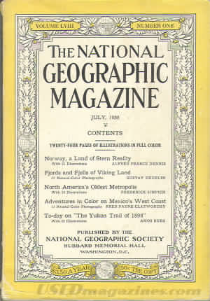 National Geographic July 1930 magazine back issue National Geographic magizine back copy National Geographic July 1930 Nat Geo Magazine Back Issue Published by the National Geographic Society. Twenty - Four Pages Of Illustration In Full Color.