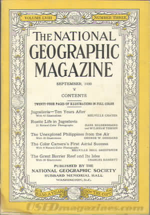 National Geographic September 1930 magazine back issue National Geographic magizine back copy National Geographic September 1930 Nat Geo Magazine Back Issue Published by the National Geographic Society. Twenty - Four Pages Of Illustration In Full Color.