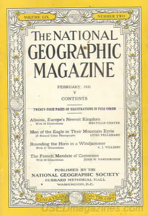 National Geographic February 1931 magazine back issue National Geographic magizine back copy National Geographic February 1931 Nat Geo Magazine Back Issue Published by the National Geographic Society. Twenty - Four Pages Of Illustration In Full Color.
