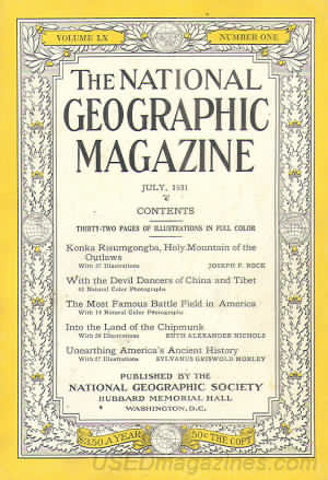 National Geographic July 1931 magazine back issue National Geographic magizine back copy National Geographic July 1931 Nat Geo Magazine Back Issue Published by the National Geographic Society. Thirty-Two Pages Of Illustration In Full Color.