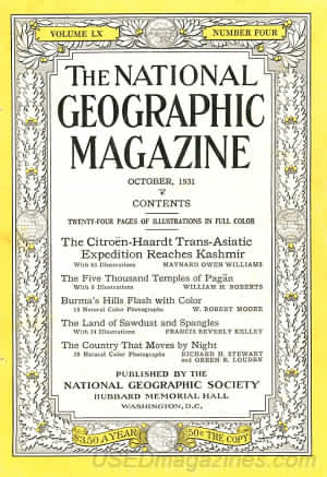 National Geographic October 1931 magazine back issue National Geographic magizine back copy National Geographic October 1931 Nat Geo Magazine Back Issue Published by the National Geographic Society. Twenty - Four Pages Of Illustration In Full Color.