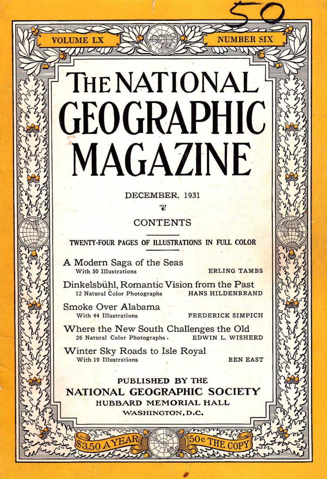 National Geographic December 1931 magazine back issue National Geographic magizine back copy National Geographic December 1931 Nat Geo Magazine Back Issue Published by the National Geographic Society. A Modern Saga Of The Seas With 50 Illustrations Erling Tambs.