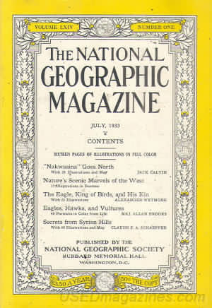 National Geographic July 1933 magazine back issue National Geographic magizine back copy National Geographic July 1933 Nat Geo Magazine Back Issue Published by the National Geographic Society. Sixteen Pages Of Illustration In Full Color.