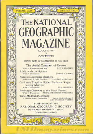 National Geographic August 1933 magazine back issue National Geographic magizine back copy National Geographic August 1933 Nat Geo Magazine Back Issue Published by the National Geographic Society. Sixteen Pages Of Illustration In Full Color.