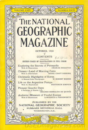 National Geographic October 1933 magazine back issue National Geographic magizine back copy National Geographic October 1933 Nat Geo Magazine Back Issue Published by the National Geographic Society. Sixteen Pages Of Illustration In Full Color.