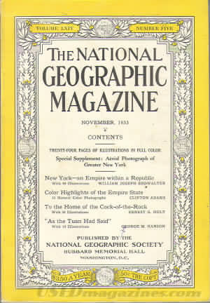 National Geographic November 1933 magazine back issue National Geographic magizine back copy National Geographic November 1933 Nat Geo Magazine Back Issue Published by the National Geographic Society. Twenty - Four Pages Of Illustration In Full Color.