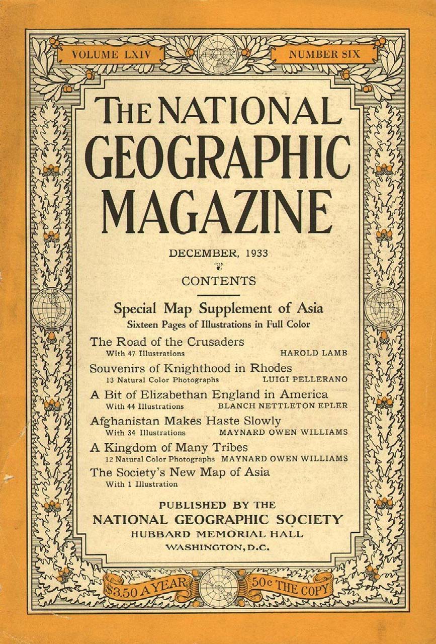 National Geographic December 1933 magazine back issue National Geographic magizine back copy National Geographic December 1933 Nat Geo Magazine Back Issue Published by the National Geographic Society. The Road Of The Crusaders.