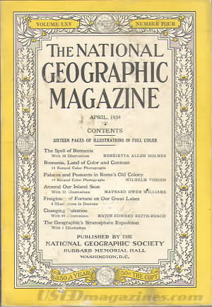 National Geographic April 1934 magazine back issue National Geographic magizine back copy National Geographic April 1934 Nat Geo Magazine Back Issue Published by the National Geographic Society. Sixteen Pages Of Illustration In Full Color.