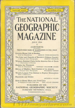 National Geographic July 1934 magazine back issue National Geographic magizine back copy National Geographic July 1934 Nat Geo Magazine Back Issue Published by the National Geographic Society. Twenty - Four Pages Of Illustration In Full Color.