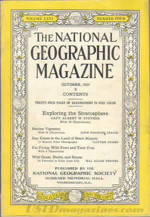 National Geographic October 1934 magazine back issue National Geographic magizine back copy National Geographic October 1934 Nat Geo Magazine Back Issue Published by the National Geographic Society. Twenty - Four Pages Of Illustration In Full Color.