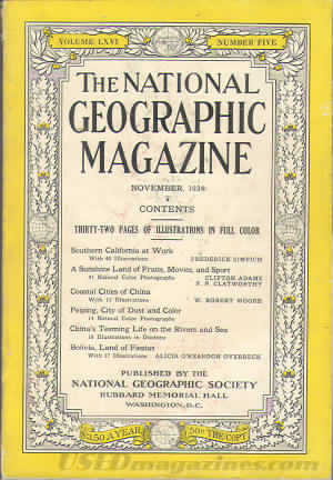 National Geographic November 1934 magazine back issue National Geographic magizine back copy National Geographic November 1934 Nat Geo Magazine Back Issue Published by the National Geographic Society. Thirty-Two Pages Of Illustration In Full Color.