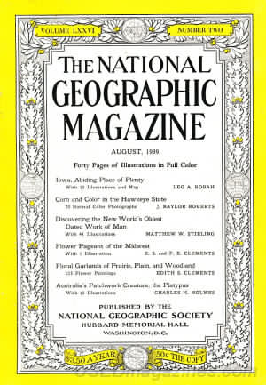 National Geographic August 1939 magazine back issue National Geographic magizine back copy National Geographic August 1939 Nat Geo Magazine Back Issue Published by the National Geographic Society. Forty Pages Of Illustrations In Full Color.