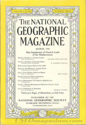 National Geographic March 1940 magazine back issue National Geographic magizine back copy National Geographic March 1940 Nat Geo Magazine Back Issue Published by the National Geographic Society. Map Supplement Of Classical Lands Of The Mediterranian.