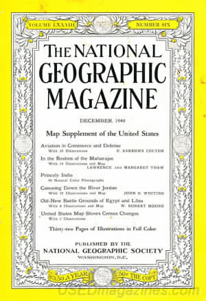 National Geographic December 1940 magazine back issue National Geographic magizine back copy National Geographic December 1940 Nat Geo Magazine Back Issue Published by the National Geographic Society. Map Supplement Of The United States.