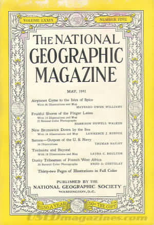 National Geographic May 1941 magazine back issue National Geographic magizine back copy National Geographic May 1941 Nat Geo Magazine Back Issue Published by the National Geographic Society. New Brunswic Down By The Sea.