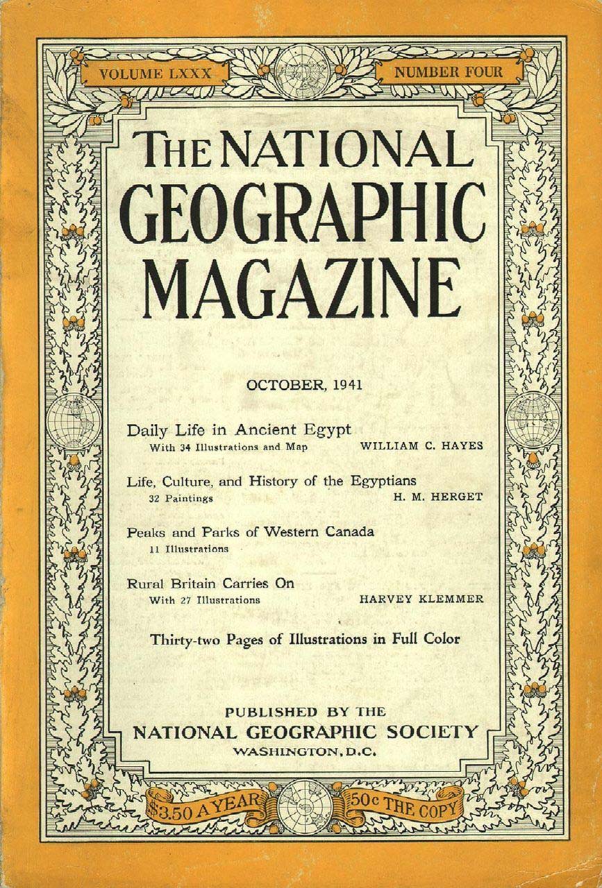 National Geographic October 1941 magazine back issue National Geographic magizine back copy National Geographic October 1941 Nat Geo Magazine Back Issue Published by the National Geographic Society. Daily Life In Ancient Egypt.