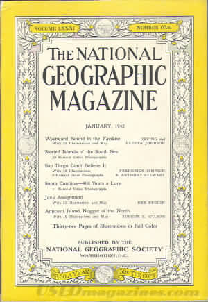 National Geographic January 1942 magazine back issue National Geographic magizine back copy National Geographic January 1942 Nat Geo Magazine Back Issue Published by the National Geographic Society. Jews Assignment.