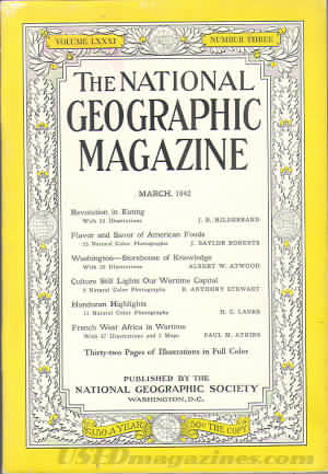 National Geographic March 1942 magazine back issue National Geographic magizine back copy National Geographic March 1942 Nat Geo Magazine Back Issue Published by the National Geographic Society. French West Africa In Warran.