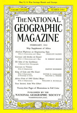 National Geographic February 1943 magazine back issue National Geographic magizine back copy National Geographic February 1943 Nat Geo Magazine Back Issue Published by the National Geographic Society. Map Supplement Of Africa.