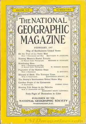 National Geographic February 1947 magazine back issue National Geographic magizine back copy National Geographic February 1947 Nat Geo Magazine Back Issue Published by the National Geographic Society. Map Of Southern In United States.