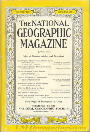 National Geographic June 1947 magazine back issue National Geographic magizine back copy National Geographic June 1947 Nat Geo Magazine Back Issue Published by the National Geographic Society. Map Of Canada Alaska And Greenland.