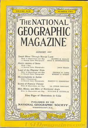 National Geographic August 1947 magazine back issue National Geographic magizine back copy National Geographic August 1947 Nat Geo Magazine Back Issue Published by the National Geographic Society. Land Of The Pilgrims Plate.
