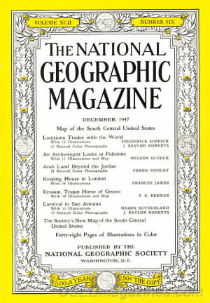 National Geographic December 1947 magazine back issue National Geographic magizine back copy National Geographic December 1947 Nat Geo Magazine Back Issue Published by the National Geographic Society. Map Of The South Central United States.